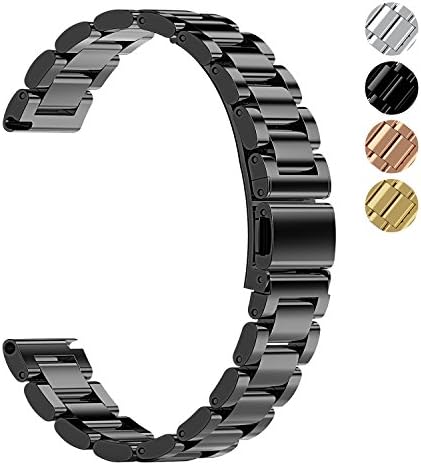 For Samsung Gear S3 Frontier / S3 Classic / Moto 360 2nd Gen 46mm / Huawei /LG Withings Men’s Women’s Smart Watch Band 18mm 20mm 22mm Milanese Replacement Universal WatchBand (20, Black metal)