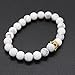 POSHFEEL 8mm Natural Stone CZ Micro Pave Crown King Queen Beads His and Hers Couple Bracelet, 7.5