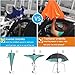 AmbrellaOK Double Layer Inverted Umbrella for Car Reverse Folding C-Shaped Hands Free Handle - Compact Lightweight & Windproof – Ideal Gift Men & Women (Auto Open-Blue Flower)