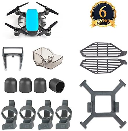 Dji Spark Accessories, Edola Drone Dji Spark Landing Gear Leg Extenders + Propeller Guards Stabilizer + Gimbal Guard Cover + Camera Cap Lens Hood + Motor Cover + Finger Guard, Grey