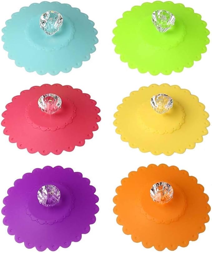 kuou 6 Pcs Silicone Glass Cup Covers，Reusable Antidust Cup Covers
