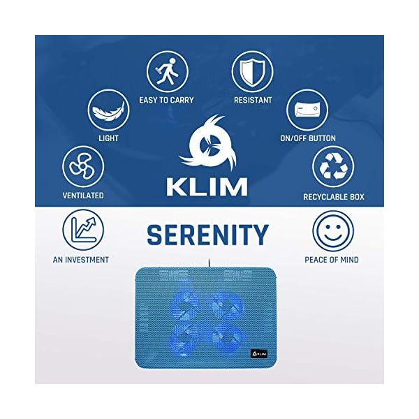 KLIM-Serenity-Laptop-Cooling-Stand-for-Laptop-11-to-156-inches-Perfect-for-Small-and-Medium-Laptops-Stable-And-Sturdy-Metal-Grid-Silent-Laptop-Cooling-Pad-NEW-2020-Blue KLIM Serenity + Laptop Cooling Stand for Laptop + 11 to 15.6 inches + Perfect for Small and Medium Laptops + Stable And…