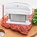 Meat Tenderizer - Professional Commercial Quality Kitchen Tool 48 Stainless Razor-sharp Steel Blades For Steak, Chicken, Fish, Pork - Meat Genie Tenderizers with Safety Lock (White)