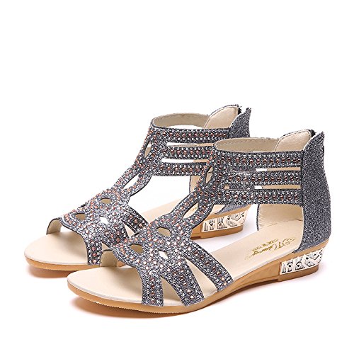 Sunyastor Women Shoes Ladies Summer Sandals Wedge Sandals Fashion Fish Mouth Hollow Roma Shoes Walking Girls Wedge Sandals - Thumbnail 3