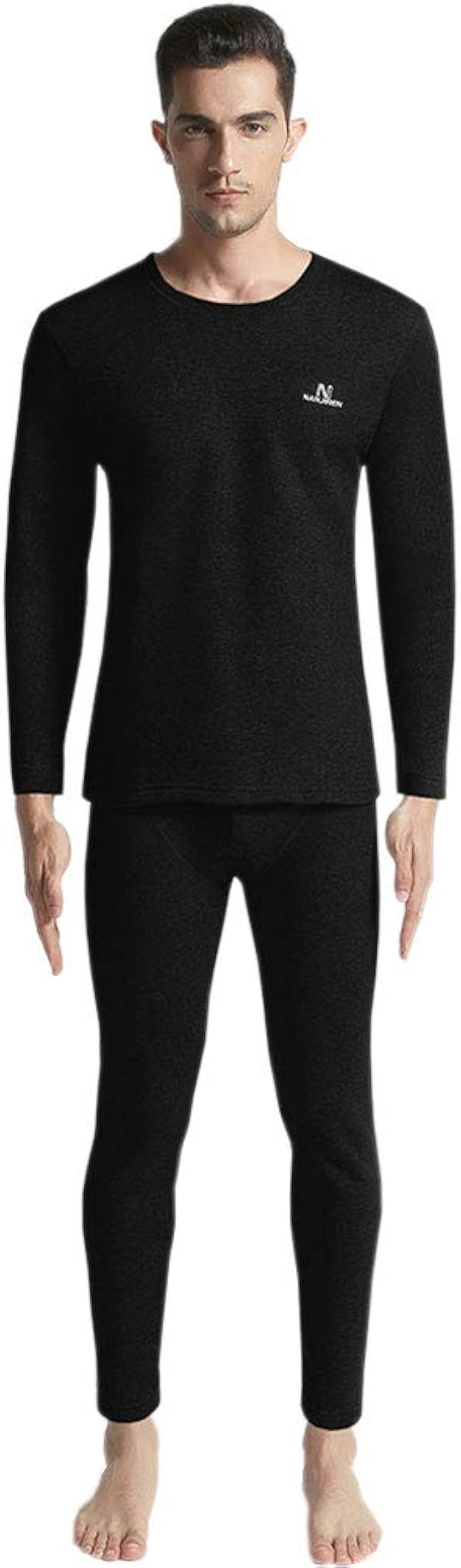 Amazon Kuangyu メンズ やわらか肌着 あったかインナー 長袖u首 吸湿発熱 保温 防寒肌着 長袖シャツ ロングタイツ 上下セット 保温インナー 冬用起毛 ヒートテック インナーシャツ 通販