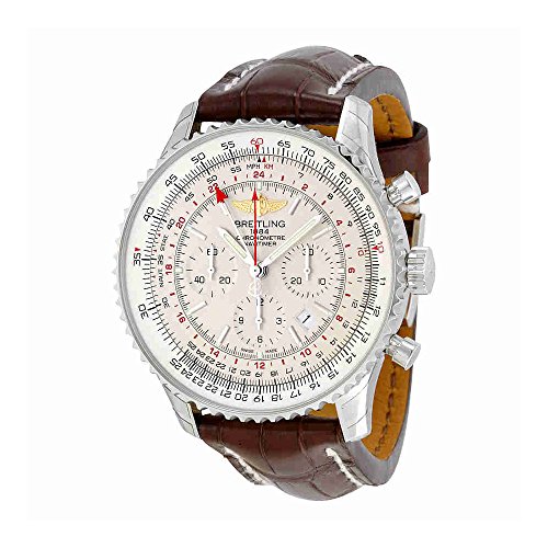 Breitling Navitimer GMT Automatic Silver Dial Brown Leather Mens Watch AB044121-G783BRCT