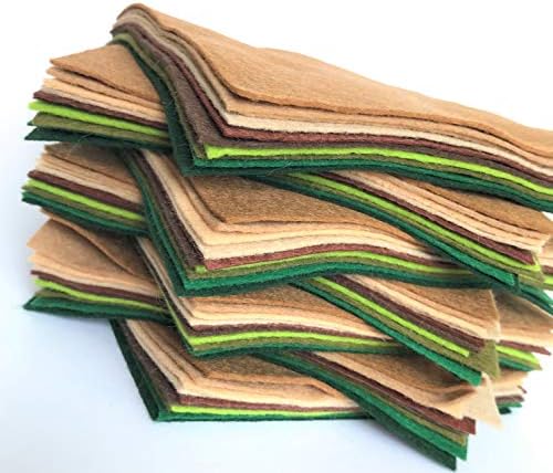 Forest Collection Wool Blend Craft Felt - 10 Sheets of Felt - Assorted Colours - 1mm Thick - Soft Craft Felt (12 inch / 30cm Squares)