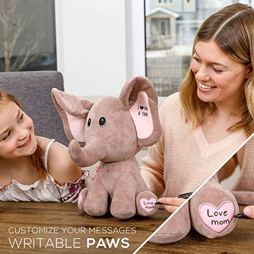 Baby Elephant stuffed animal - The Original I Love You a Ton Large Elephant plush animals toy. Gifts for Baby Showers, Birthdays, Valentines or Christmas. Cute, Fun, Soft and Pre Gift Wrapped Plushies