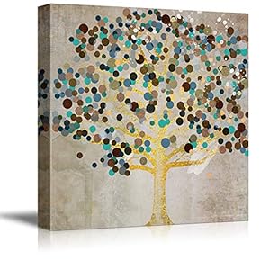 Wall26-Canvas Wall Art-Happy Tree-Giclee Painting Wall Bedroom Living House Decoration Home Art - 12x12 inches
