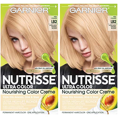 Garnier Hair Color Nutrisse Ultra Color Nourishing Hair Color Creme, Lb2 Ultra Light Natural Blonde, 2 Count