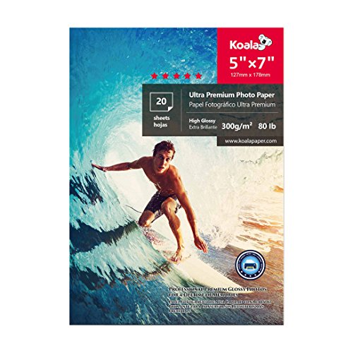 KOALA Photo Paper 5x7 inch 20 Sheets, High Glossy Compatible with All Inkjet Printer, for Photo studio and Photograph Fan