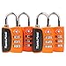 4 Pack Open Alert Indicator TSA Approved 3 Digit Luggage Locks for Travel, Suitcase & Baggage (Orange) primary