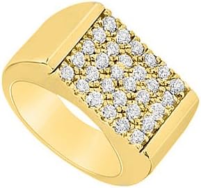 Mens Diamond Ring 14K Yellow Gold 1.50 CT Diamonds