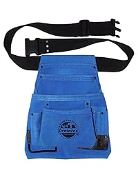 Graintex SS2138 10 Bolsillos de piel de ante color azul para uñas, bolsa de herramientas y uñas, con hebilla de PVC de liberación rápida de 2.0 in
