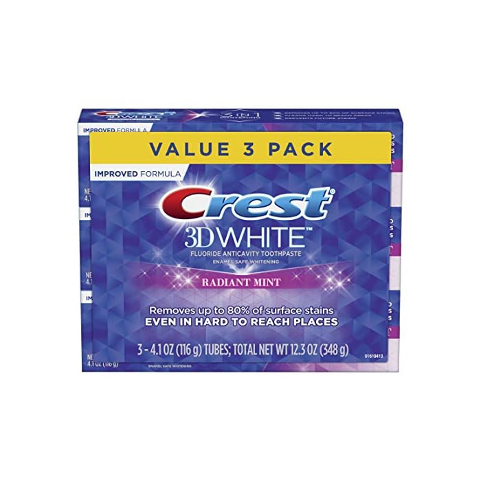 Crest 3D White Toothpaste Radiant Mint, 3.8 Oz (Pack of 3)