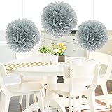 HEARTFEEL 8pcs Grey Color Tissue Paper Pom Poms Flower Balls Paper Craft Paper Flower Hanging Pom Wedding Party Outdoor Decoration Wedding Nursery Decorations Bridal Shower Party Room Decor