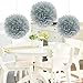 HEARTFEEL 8pcs Grey Color Tissue Paper Pom Poms Flower Balls Paper Craft Paper Flower Hanging Pom Wedding Party Outdoor Decoration Wedding Nursery Decorations Bridal Shower Party Room Decor