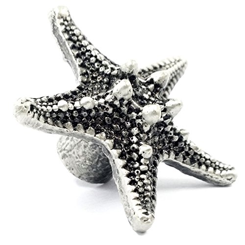 LBFEEL Pewter Pulls Antique Starfish Drawer Pulls Knob Seaside