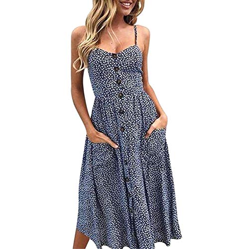 Orangeskycn Womens Summer Dress;Two Pieces Holiday Bowknot Lace up Beach ButtonsTops Skirt Set (Navy, L)