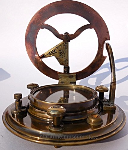 MARINE ART HANDICRAFTS Steampunk for Solid brass Sundial Compass in fitted Wooden Box. C-3052
