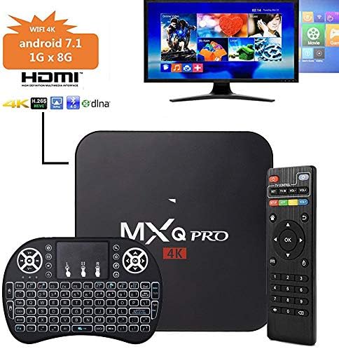 Android 7.1 TV Box 1GB RAM/8GB ROM Amlogic S905W 64 Bit Quad Core Wi-Fi UHD 4K 1080P Smart TV Set Top Box - Black with Wireless Keyboard