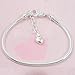 RUBYCA 10pcs White Silver Plated Heart Lobster European Snake Chain Bracelets fit Charm Beads 6.7