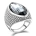 Mytys Vintage Black Marquise Crystal Silver Cocktail Ring Fashion Jewelry for Women