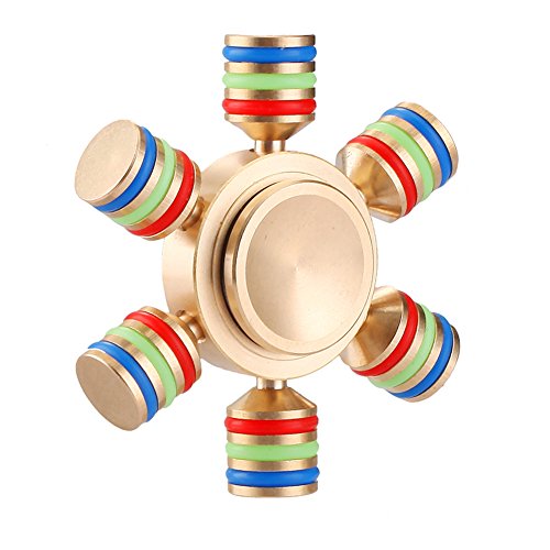 HITASION Hand Spinner for Adults Kids Fidget Toy EDC ADHD Spin Smooth Quiet 2-4 Minutes Brass (Six-Copper)