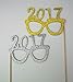 2017 Glasses Photo Booth Props Glasses on a Stick New Years Celebration Silver and Gold