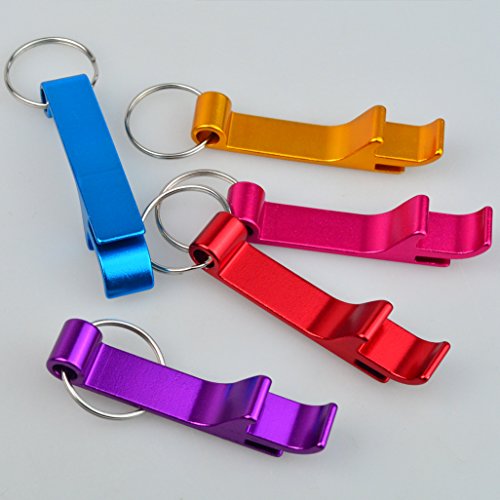 cnomg 16 pcs 8 Colored Metal Bottle Opener, Split Key Ring Chain Keychain Bulk Aluminum Pocket Claw Bar Soda Beverage Beer Bottle Opener - Thumbnail 4