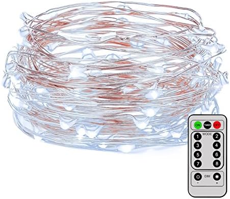33 Feet 100 LED Portable Waterproof Indoor Outdoor Decorative Copper Wire Fairy String Lights Battery Operated Dimmable with Remote for Bedroom Patio Parties Wedding Seasonal Holiday