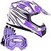 Typhoon Youth Kids Offroad Gear Combo Helmet Gloves Goggles DOT Motocross ATV Dirt Bike Motorcycle Purple - Medium