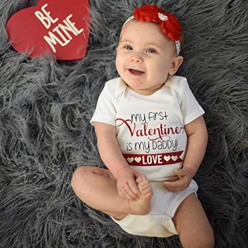 Jshuang Romper for Newborn Infant Baby Girl Letter Bodysuit Valentine Outfits Clothes