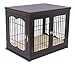 Internet’s Best Decorative Dog Kennel with Pet Bed – Double Door – Wooden Wire Dog House – Large Indoor Pet Crate Side Table – Espressothumb 1