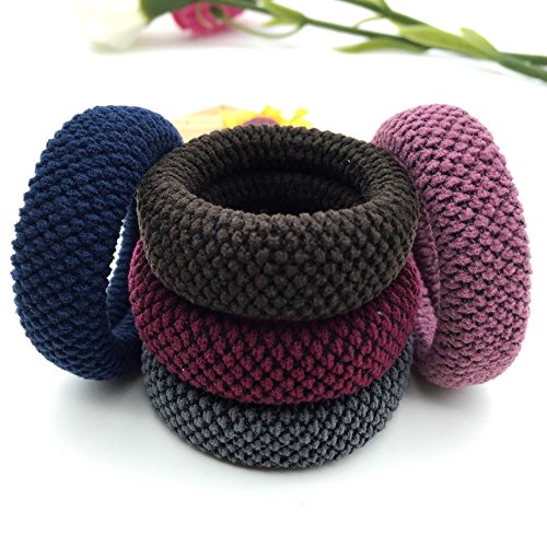 Elastic Hair Bands Ties and Ponytail Holder for Women and Girls, 6 Count Natural Heavy Duty Hair Ties Band for Long Thick Heavy Hairs