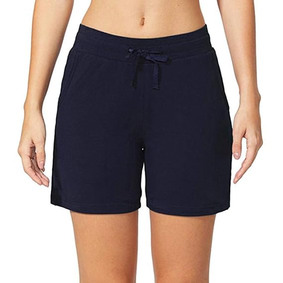 Ansenesna Shorts Damen Kurze Baumwolle Sport Freizeithosen mit Gummibund Mädchen Teenager Elastische Freizeit Straight Fit