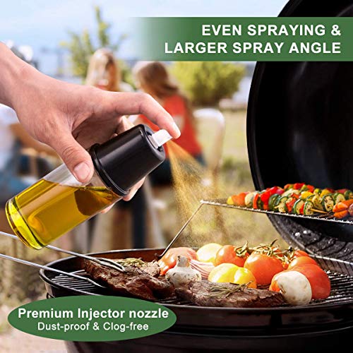 Oil Mister for Cooking Olive Oil Sprayer - ONE PIX Premium Glass Bottle with Specialized Clog-Free Filter - 100% Refillable and Non-Aerosol Dispenser Black
