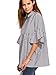 SheIn Women's Striped Ruffle Half Sleeve Collared Blouse Top Medium Black