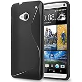 HTC ONE M7 Case, TownShop® Black Soft TPU Skin S Line Design Cover For HTC ONE M7