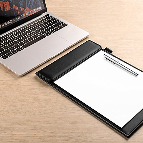 Nekmit PU Leather Letter Size Office Clipboard Business Meeting Magnetic Writing Pad-Black - Thumbnail 3