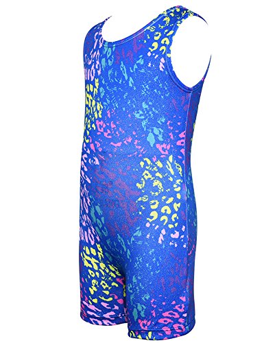 Wah Na Toddler Girls One Piece Gymnastics Unitard For 6x,6Y-7Y,Blue Leopard