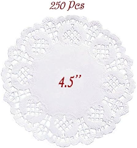 WELLSKEY Paper Doilies White Round 4.5" - Pack of 250 Pcs