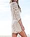 Bestyou® Women's Long Sleeve Lace Crochet Bikini Cover up Tunic Beach Dress (Beige)