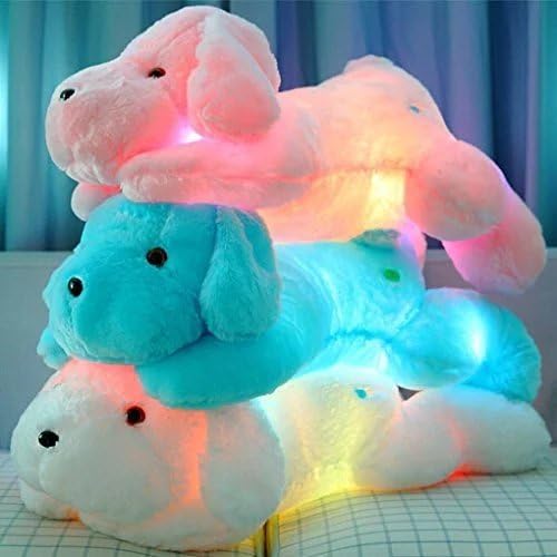 Primey Baby Size LED Sparkling Teddy Dog Pillow,Home Decor For Toddlers Kids,20 Inches(Blue)