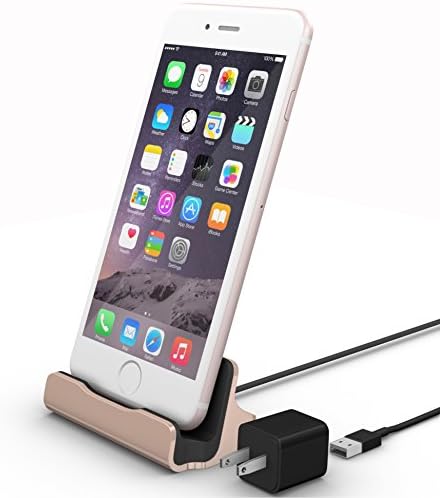 iPhone Charging Dock Kit by La Zuzzi, (Rose Gold), Includes Adapter &amp; Lightning Cable, Docking Station For iPhone 7/7 Plus, iPhone 6/6S/6 Plus, iPhone 5/5S, iPod Touch 5, Apple Accessories Collection!