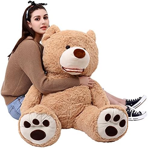 Misscindy Cute Large Stuffed Teddy Bear with Footprints Gifts for Girlfriend Light Brown 39 inch /100CM