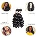Suerkeep Loose Wave Virgin Hair Bundles Brazilian Human Hair Weave Remy Hair Bundles Loose Wave Brazilian Human Hair Extensions(12 14 16, Jet Black Color)