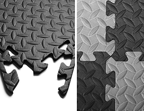 innhom 24 Tiles, 93 SQ. FT Gym Mat Exercise Mat Puzzle Foam Mats Gym Flooring Mat Interlocking Foam Mats with EVA Foam Floor Tiles for Gym Equipment Workout Mat, Black and Gray - Thumbnail 4