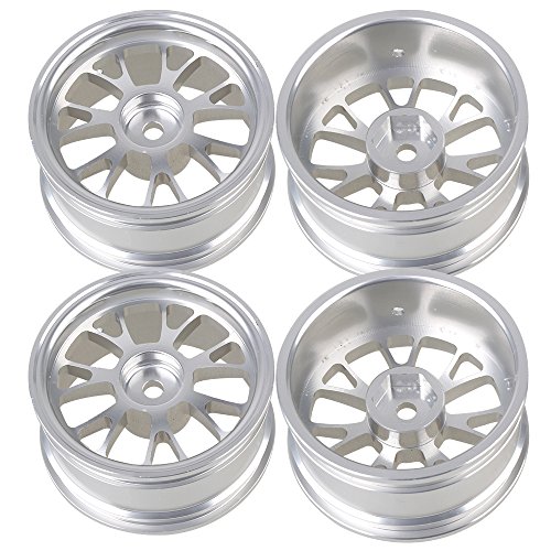 Mxfans 4PCS RC Silver Y-shape Wheel Rim Aluminum Alloy Dia 52mm Fits for 1/10 On-road Car & Drift Car