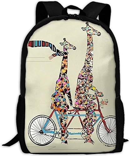 Giraffes Ride Bike Fashion Outdoor Shoulders Bag Durable Travel Camping Backpack For Adult